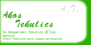 akos tekulics business card